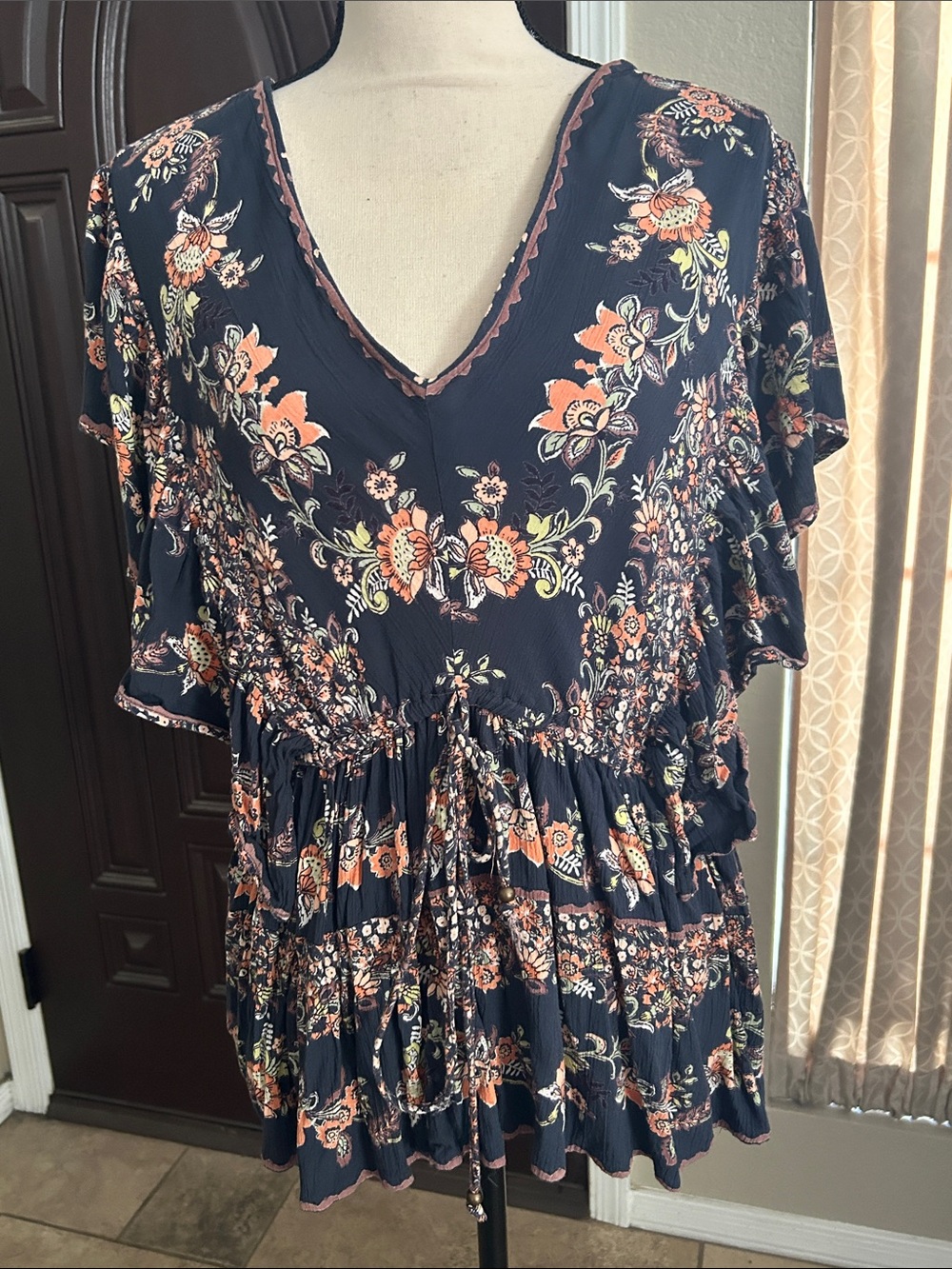 Arula Floral Boho Ruffled Tunic Top
